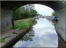 SJ7725 : Moorings by Bullock's Bridge near High Offley, Shropshire by Roger  D Kidd