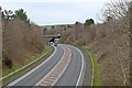 The A361 passing underneath Landkey Road