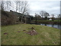 Footpath below the railway bridge over the River Usk at Llangattock Nigh Usk