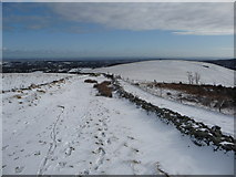 SJ1763 : Path between Moel Famau and Ffrith Mountain in the snow by Jeremy Bolwell