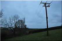 SS9415 : Mid Devon : Countryside View & Telegraph Pole by Lewis Clarke