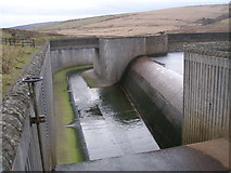SD9633 : Spillway at Walshaw Dean Middle Dam by John Slater