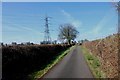 SP1895 : Cuttle Mill Lane towards the A4091 with Electricity Pylons by Mick Malpass