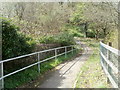 Across a bridge over a former railway line south of Pontllanfraith