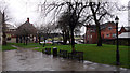 Paved area with lawns outside the Church of St Mary and All Saints,  Chesterfield