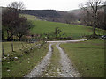 Walking down to join the road between Bont-goch and Moelgolomen