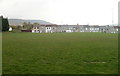 Clapham Terrace viewed across a rugby pitch, Forgeside