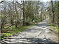 Waymarker for footpath into Sawpit Rew