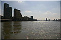 TQ3680 : Looking downriver from Canary Wharf Pier by Christopher Hilton