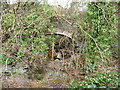 Old car in a ruined building beside the Afon Clywedog