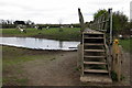 Footbridge over the Hiz with equine background