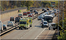 J3675 : Road traffic accident, Sydenham, Belfast by Albert Bridge