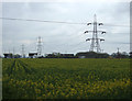 Farmland and pylons, Bleak House Farm