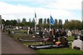 Flags marking the IPLO burial plot