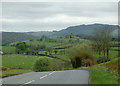 Hills and farmland near Beulah, Powys