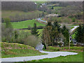 The B4358 passing through Glandulas, Powys