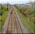 Looking towards Llanelli railway station from Queen Victoria Road bridge