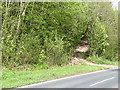 A forest track leaves the A438