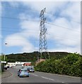Industrial units and power lines at Hannahstown Hill