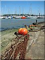 Buoys, anchors and rusty chains, Woolverstone Marina