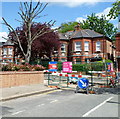 Roadworks at the corner of Skardu Road and Fordwych Road, London NW2