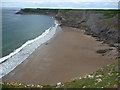 SS4286 : View down to Mewslade Bay at low tide by Jeremy Bolwell