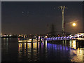 TQ3980 : QE2 Pier by moonlight by Stephen Craven