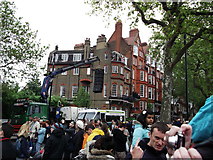 TQ2777 : Crowds, speaker, Chelsea Embankment by David Anstiss