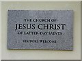 Plaque, The Church of Jesus Christ of Latter Day Saints