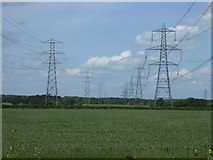 TL1366 : Farmland and double line of pylons by JThomas