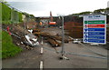 Work in progress on lowering the road level, Ty Du railway bridge