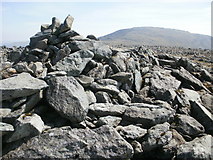 SH6865 : Foel Grach summit cairn by Peter S