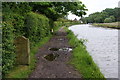 Defaced milestone by the Macclesfield Canal