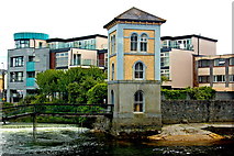 M2924 : Galway - Canal, Pedestrian Bridge & Square Tower by Joseph Mischyshyn