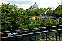 M2925 : Galway - River Corrib Walk - Inlet, Sheds, Dome by Joseph Mischyshyn