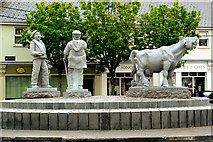 R3377 : Ennis - Market Place - Statues (Seller, Buyer, Cow) by Joseph Mischyshyn