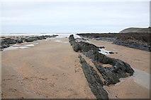 SS4339 : Exposed rock strata, Croyde Sand by Rob Noble
