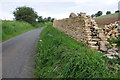 Dry stone wall under construction