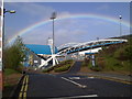 Rainbow over the Galpharm Stadium Arches