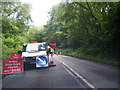 Roadworks on the A449 east of Perrystone Hill