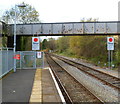 Stop signs at the NW end of Ystrad Rhondda railway station