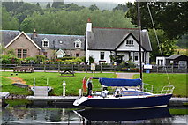 NH6140 : Caledonian Canal: boat and cottage at Dochgarroch by David Martin