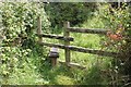 Stile on path from Cleeve Hill to Woodmancote