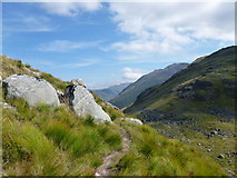 NN0244 : Path towards the bealach on west ridge of Meall Garbh by Alan O'Dowd