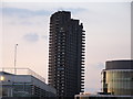 View of one of the Barbican Towers from Madison