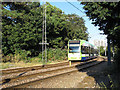 Tram entering single track section