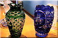 M2133 : Moycullen - Celtic Crystal - Green & Blue Crystal Vases by Suzanne Mischyshyn