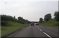 A458 approaching Sandy Lane and the layby