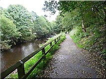 SD9926 : Cycle path alongside the River Calder by Humphrey Bolton
