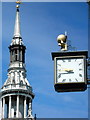 Spire of St Mary-le-Bow and Barclays Clock, Cheapside London EC2